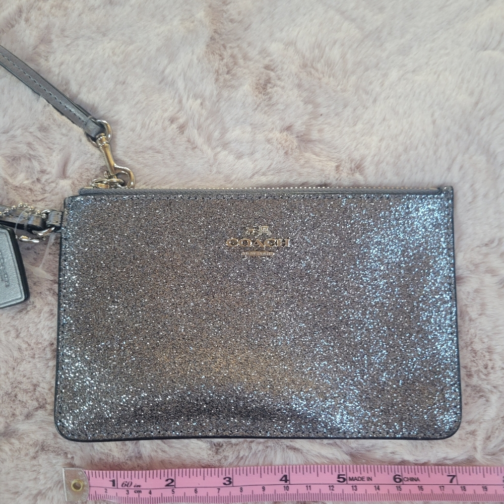 Coach silver sparkle wristlet